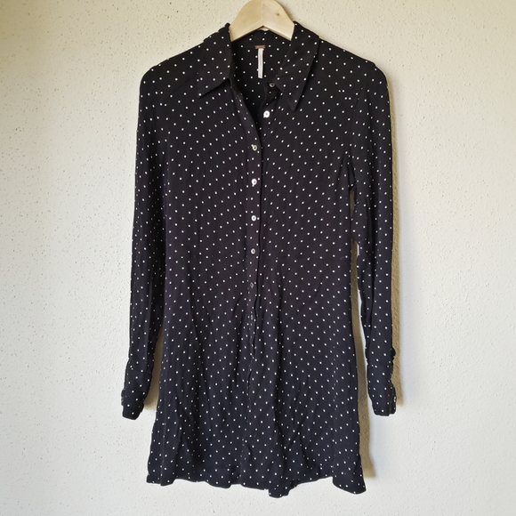 Free People This Town Black Polka Dot Mini Dress - Picture 4 of 8